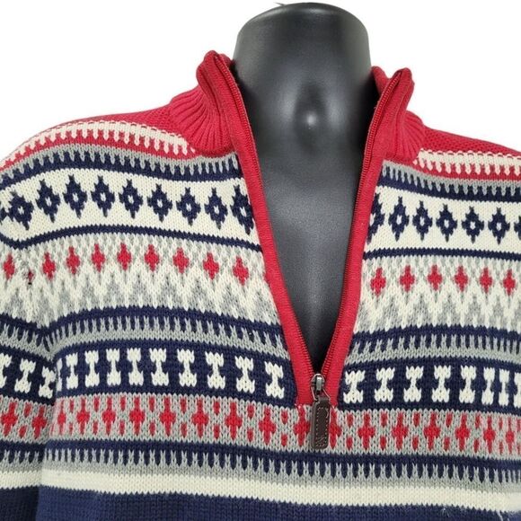2/$20 Izod Navy Blue & Red Knitted Sweater Size: M - Picture 3 of 8